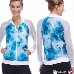 Fabletics Atlanta Blue Flower Zip up Windbreaker